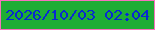 文字の大きさ：2、枠の色：f671be、背景の色：1ead35、文字の色：0829d1 無料ブログパーツのブログ時計