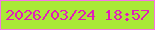 文字の大きさ：4、枠の色：f675e6、背景の色：a9e938、文字の色：e11db9 無料ブログパーツのブログ時計