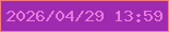 文字の大きさ：5、枠の色：f67c7d、背景の色：9d2aaf、文字の色：ec78de 無料ブログパーツのブログ時計