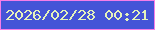 文字の大きさ：5、枠の色：f67de8、背景の色：4554d7、文字の色：e5f3bb 無料ブログパーツのブログ時計