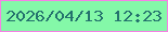 文字の大きさ：4、枠の色：f681e5、背景の色：84f8a8、文字の色：24726d 無料ブログパーツのブログ時計