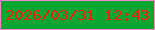 文字の大きさ：4、枠の色：f685d1、背景の色：0ba531、文字の色：f02010 無料ブログパーツのブログ時計
