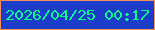 文字の大きさ：4、枠の色：f69054、背景の色：1c3dc9、文字の色：0df98c 無料ブログパーツのブログ時計
