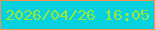 文字の大きさ：4、枠の色：f6934a、背景の色：05d1df、文字の色：9ae73b 無料ブログパーツのブログ時計