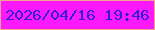 文字の大きさ：3、枠の色：f6a18a、背景の色：fd1afa、文字の色：391cd8 無料ブログパーツのブログ時計