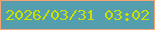 文字の大きさ：3、枠の色：f6a377、背景の色：549ead、文字の色：cae001 無料ブログパーツのブログ時計