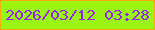 文字の大きさ：4、枠の色：f6ab10、背景の色：9cf413、文字の色：9227f5 無料ブログパーツのブログ時計