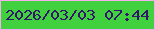 文字の大きさ：4、枠の色：f6aff0、背景の色：42d13e、文字の色：33156b 無料ブログパーツのブログ時計