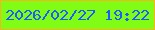 文字の大きさ：1、枠の色：f6b421、背景の色：81fc14、文字の色：175dff 無料ブログパーツのブログ時計