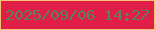 文字の大きさ：4、枠の色：f6c274、背景の色：e01e48、文字の色：5a8358 無料ブログパーツのブログ時計