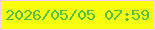 文字の大きさ：4、枠の色：f6cbfd、背景の色：f8fe0c、文字の色：4ec24c 無料ブログパーツのブログ時計