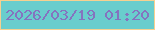 文字の大きさ：5、枠の色：f6d090、背景の色：69cdcd、文字の色：8573bf 無料ブログパーツのブログ時計