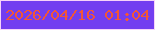 文字の大きさ：2、枠の色：f6d3f9、背景の色：733ef0、文字の色：f25638 無料ブログパーツのブログ時計