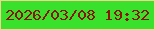 文字の大きさ：3、枠の色：f6d48f、背景の色：39e12c、文字の色：8c1502 無料ブログパーツのブログ時計