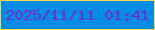 文字の大きさ：4、枠の色：f6d851、背景の色：028de4、文字の色：742fcd 無料ブログパーツのブログ時計