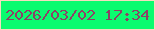 文字の大きさ：3、枠の色：f6dcbe、背景の色：0afb6f、文字の色：8d4166 無料ブログパーツのブログ時計