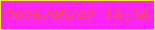 文字の大きさ：3、枠の色：f6dd53、背景の色：fc24f2、文字の色：f25346 無料ブログパーツのブログ時計