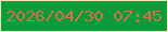 文字の大きさ：4、枠の色：f6eab6、背景の色：0a9c3a、文字の色：db6e4a 無料ブログパーツのブログ時計