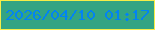 文字の大きさ：1、枠の色：f6ed48、背景の色：33a483、文字の色：0283f2 無料ブログパーツのブログ時計