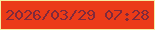 文字の大きさ：2、枠の色：f6eda2、背景の色：eb3b18、文字の色：7f2a3c 無料ブログパーツのブログ時計