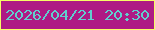 文字の大きさ：3、枠の色：f6fc66、背景の色：ae1a84、文字の色：60cfce 無料ブログパーツのブログ時計