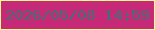 文字の大きさ：3、枠の色：f6fd89、背景の色：c52978、文字の色：496e72 無料ブログパーツのブログ時計