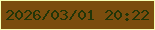 文字の大きさ：3、枠の色：f6ffb5、背景の色：7b4d0e、文字の色：223508 無料ブログパーツのブログ時計