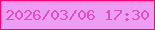 文字の大きさ：5、枠の色：f70272、背景の色：eb9ef2、文字の色：df4dbf 無料ブログパーツのブログ時計