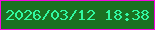 文字の大きさ：2、枠の色：f707e2、背景の色：1b7122、文字の色：31f8a1 無料ブログパーツのブログ時計