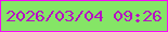 文字の大きさ：2、枠の色：f708f7、背景の色：85e566、文字の色：b60fc3 無料ブログパーツのブログ時計