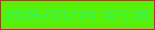 文字の大きさ：5、枠の色：f7095a、背景の色：58f009、文字の色：2bf862 無料ブログパーツのブログ時計