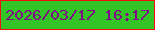 文字の大きさ：3、枠の色：f70c10、背景の色：33c526、文字の色：810988 無料ブログパーツのブログ時計