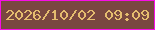 文字の大きさ：4、枠の色：f70ee6、背景の色：794740、文字の色：e4bc6f 無料ブログパーツのブログ時計