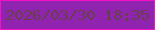 文字の大きさ：1、枠の色：f70fc7、背景の色：9023b0、文字の色：654249 無料ブログパーツのブログ時計