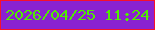 文字の大きさ：5、枠の色：f7102a、背景の色：8a22d0、文字の色：50eb02 無料ブログパーツのブログ時計