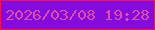 文字の大きさ：5、枠の色：f71053、背景の色：850bdd、文字の色：db4eac 無料ブログパーツのブログ時計