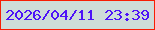 文字の大きさ：1、枠の色：f71d05、背景の色：cedcd9、文字の色：4d13f7 無料ブログパーツのブログ時計