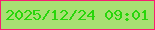 文字の大きさ：3、枠の色：f71f72、背景の色：a8e073、文字の色：29d50c 無料ブログパーツのブログ時計