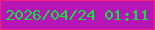 文字の大きさ：5、枠の色：f71f7a、背景の色：b815b7、文字の色：0ce43c 無料ブログパーツのブログ時計