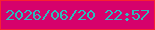 文字の大きさ：3、枠の色：f72231、背景の色：d6016c、文字の色：2abebc 無料ブログパーツのブログ時計