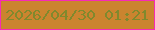 文字の大きさ：4、枠の色：f72ab5、背景の色：cb842f、文字の色：80892d 無料ブログパーツのブログ時計