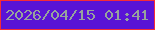 文字の大きさ：4、枠の色：f72b37、背景の色：5a13d6、文字の色：97a29d 無料ブログパーツのブログ時計