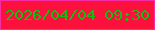 文字の大きさ：1、枠の色：f72ba4、背景の色：fc113d、文字の色：0bc112 無料ブログパーツのブログ時計