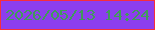 文字の大きさ：1、枠の色：f72d3b、背景の色：8c3eed、文字の色：409a5b 無料ブログパーツのブログ時計
