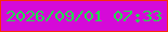 文字の大きさ：3、枠の色：f72e08、背景の色：d50ad8、文字の色：25d94f 無料ブログパーツのブログ時計