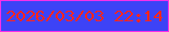 文字の大きさ：2、枠の色：f72fe9、背景の色：3d43f6、文字の色：ff251c 無料ブログパーツのブログ時計