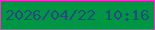 文字の大きさ：3、枠の色：f731c5、背景の色：009447、文字の色：264c78 無料ブログパーツのブログ時計