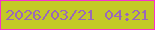 文字の大きさ：4、枠の色：f731cc、背景の色：c3c927、文字の色：9a68b8 無料ブログパーツのブログ時計