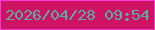 文字の大きさ：1、枠の色：f73cd1、背景の色：ce1264、文字の色：58b09a 無料ブログパーツのブログ時計