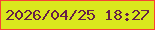 文字の大きさ：5、枠の色：f74334、背景の色：dae71d、文字の色：662047 無料ブログパーツのブログ時計